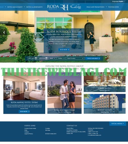 Mẫu website nhà hàng khách sạn - roda-hotels.com