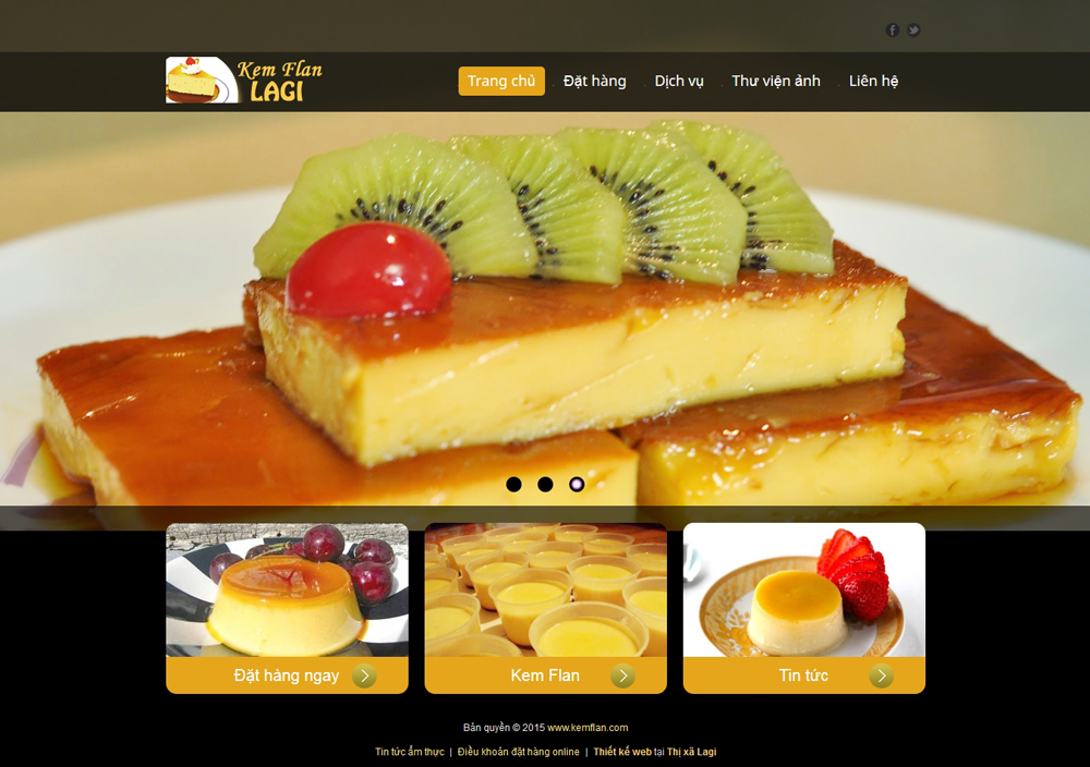 Mẫu website ẩm thực thức uống - kemflan.com