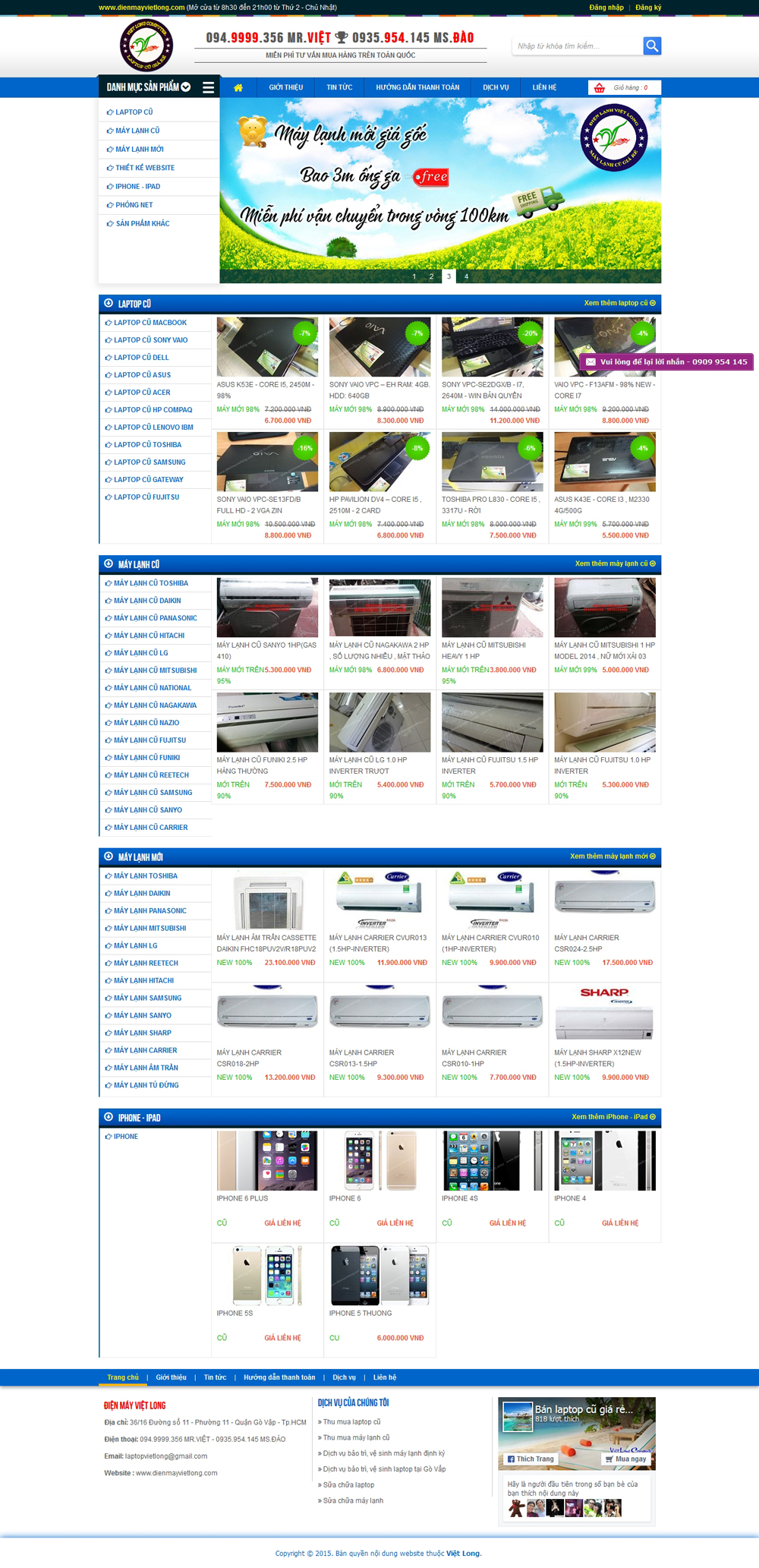 Mẫu website điện máy công nghệ - dienmayvietlong.com