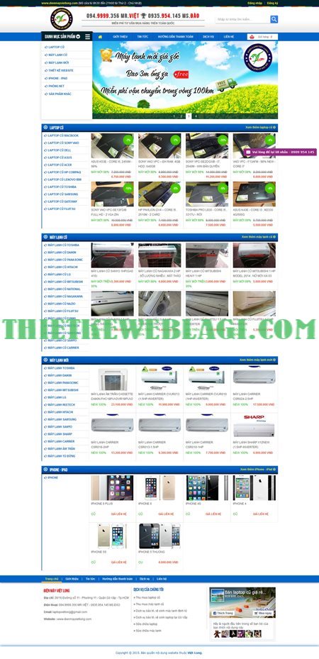 Mẫu website điện máy công nghệ - dienmayvietlong.com